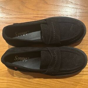 New without tag, black suede loafers size 7 from Europe sea star blue brand